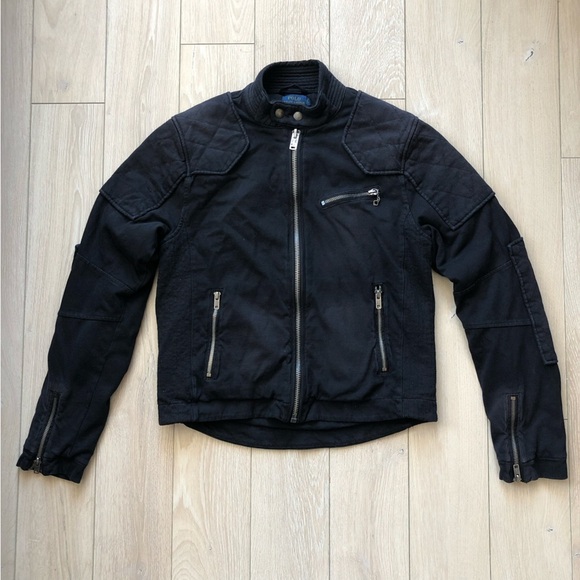 Polo Ralph Lauren Quilt Patch Moto Jacket in Black Women’s Size M - Picture 1 of 14